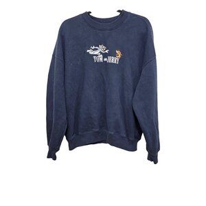 Hollister Tom & Jerry Navy Blue Boxy Fit Sweatshirt L